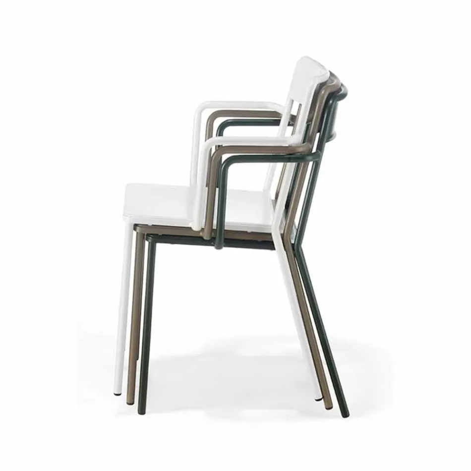 Outdoor Stackable Metal Chair Made in Italy, 4 Pieces - Xylia Viadurini