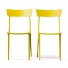 Stackable Outdoor Chair in Painted Metal Made in Italy, 4 Pieces - Tulle Viadurini