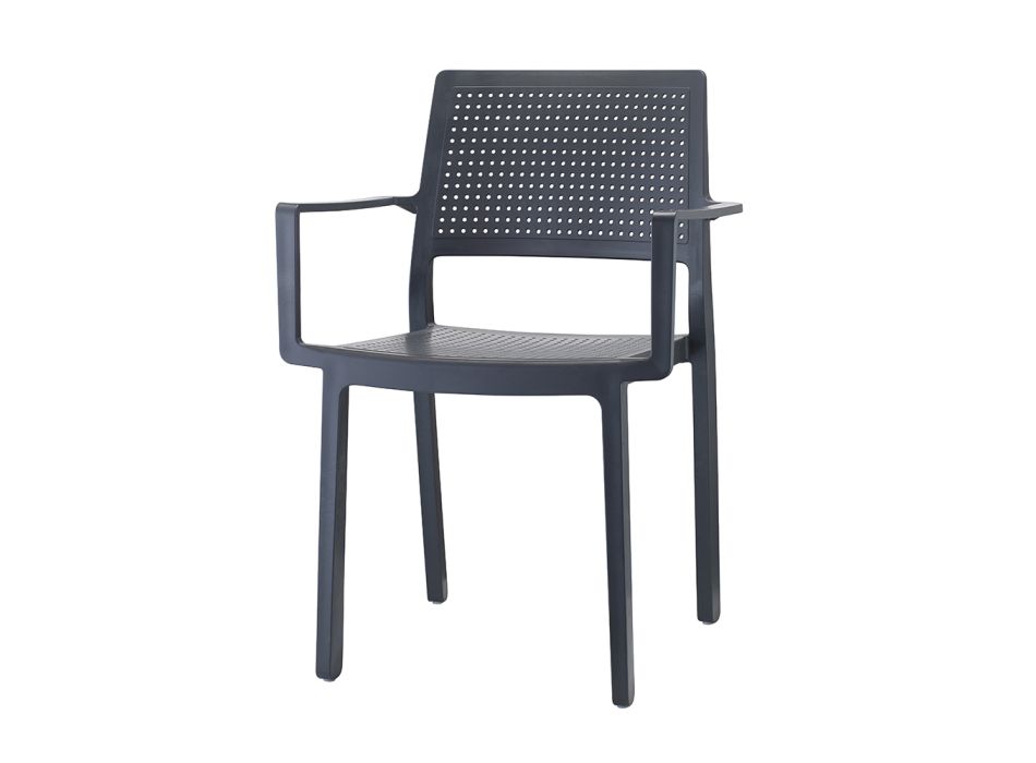 Stackable Outdoor Chair in Technopolymer Made in Italy 4 Pieces - Reset Viadurini