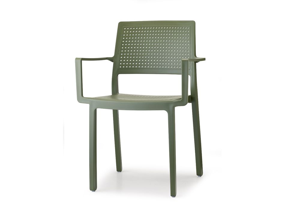 Stackable Outdoor Chair in Technopolymer Made in Italy 4 Pieces - Reset Viadurini