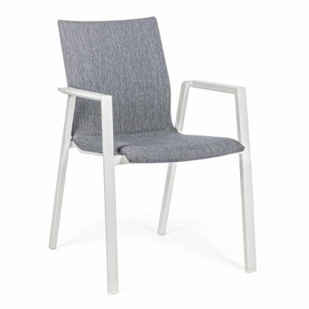 Stackable Outdoor Chair in Fabric and Aluminum, 4 Pieces - Kyo Viadurini