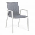 Stackable Outdoor Chair in Fabric and Aluminum, 4 Pieces - Kyo