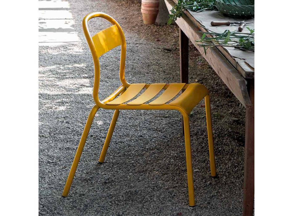 Outdoor Stackable Aluminum Chair Made in Italy, 4 Pieces - Ulyssa Viadurini