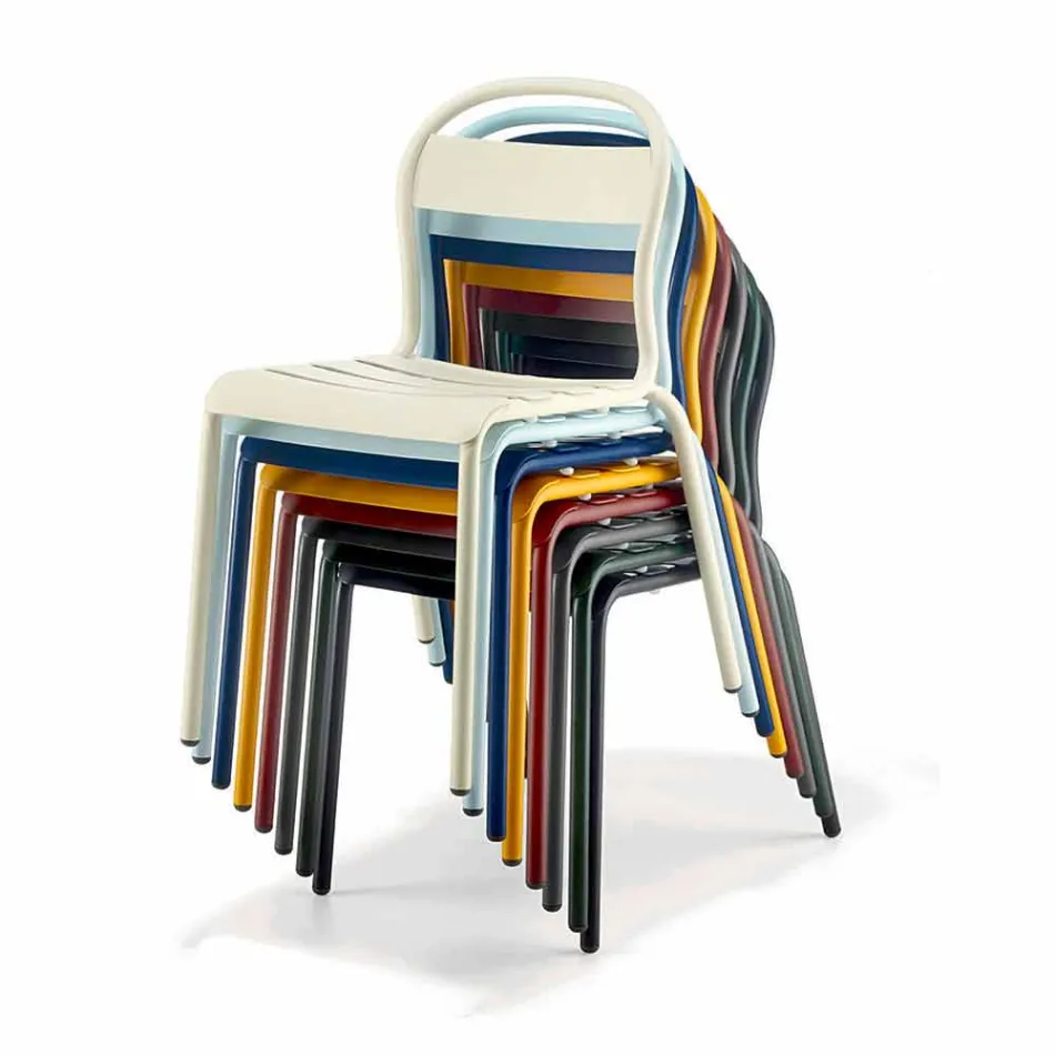 Outdoor Stackable Aluminum Chair Made in Italy, 4 Pieces - Ulyssa Viadurini