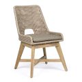 Outdoor Chair in Rope and Fabric with Teak Base, Homemotion 2 Pieces - Lesya