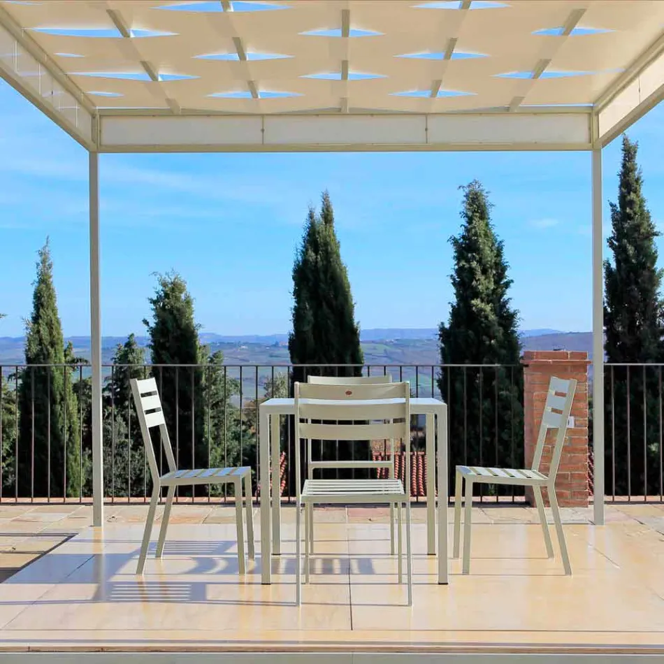 Outdoor Chair in Pearl White Painted Iron Made in Italy 4 Pieces - Bernie Viadurini