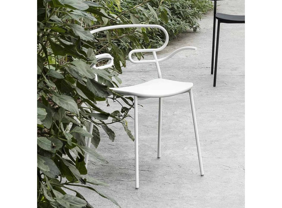 Outdoor Chair in Metal and Polyurethane Made in Italy, 2 Pieces - Trosa Viadurini