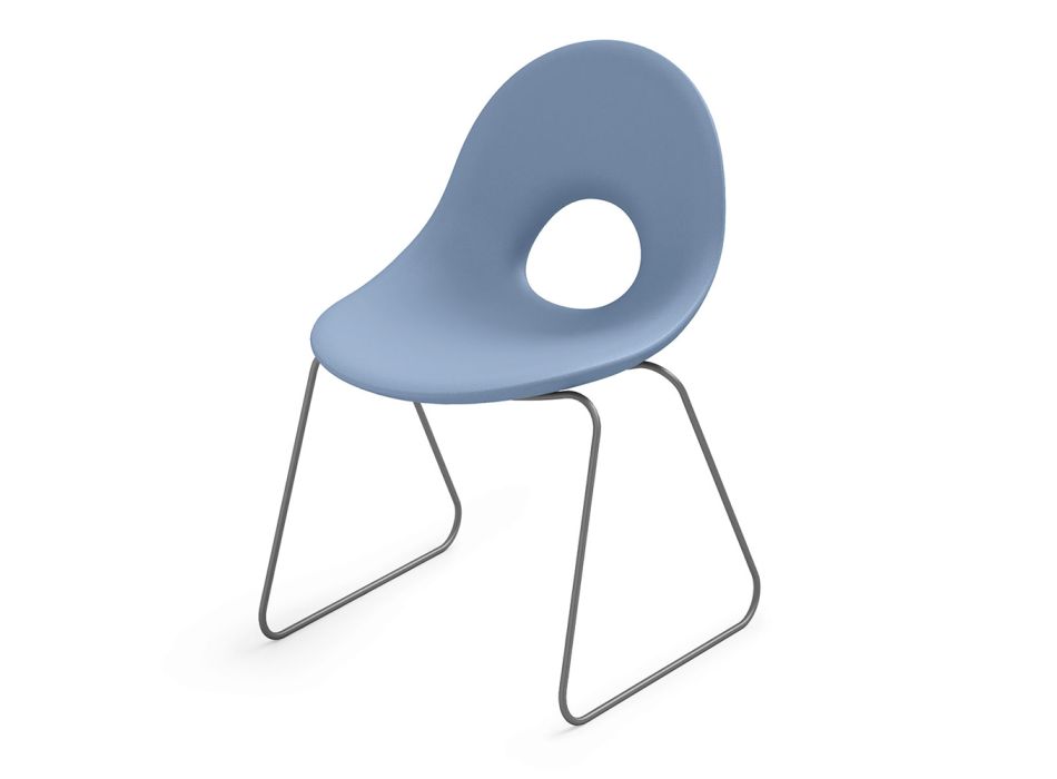 Outdoor Chair in Polyethylene and Iron Base Made in Italy 2 pieces - Ashley Viadurini