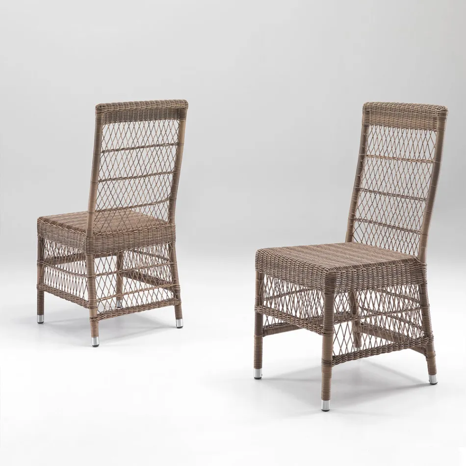 Outdoor Chair in Polyrattan with Optional Cushion - Gigi Viadurini
