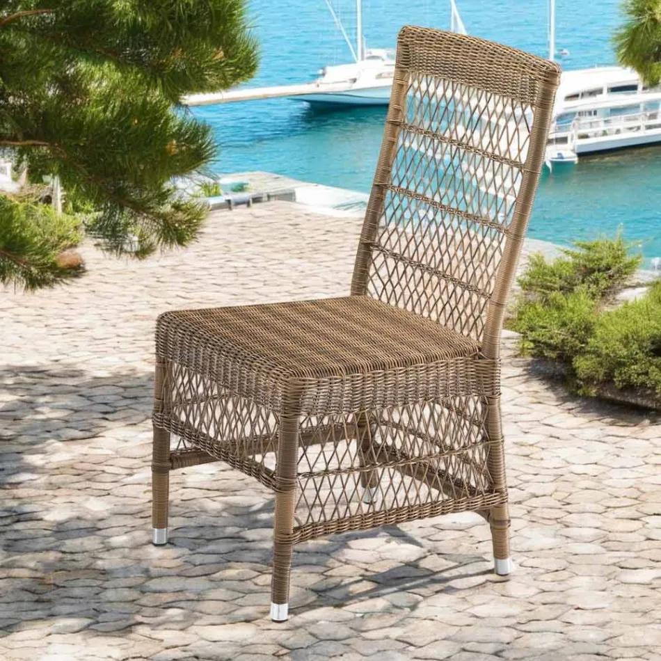 Outdoor Chair in Polyrattan with Optional Cushion - Gigi Viadurini