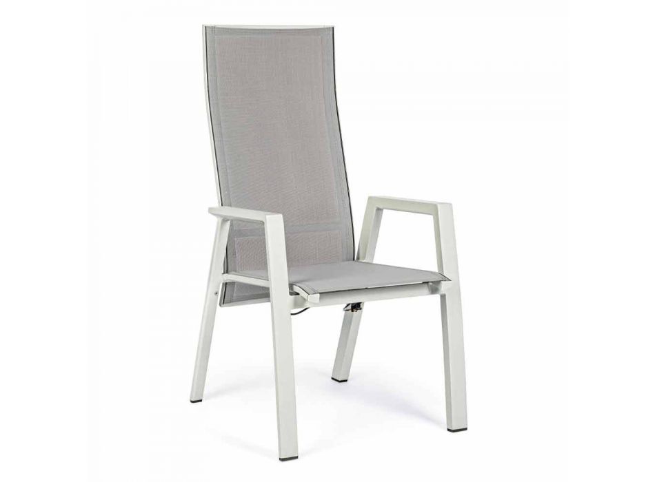 Outdoor Chair in Textilene with Reclining Backrest, 4 Pieces - Virgi Viadurini