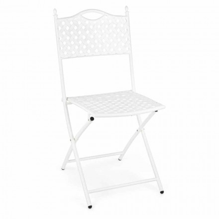 Folding Outdoor Chair in White Steel Matt Finish, 2 Pieces - Corma Viadurini