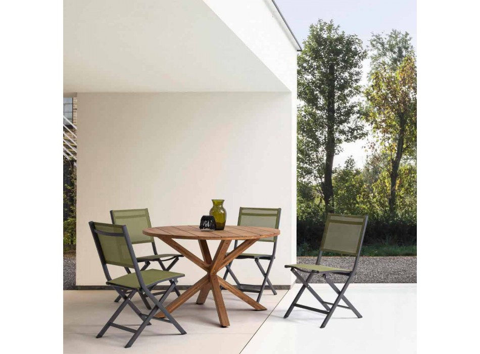 Folding Outdoor Chair in Textilene and Aluminum, 4 Pieces - Holly Viadurini