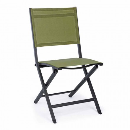 Folding Outdoor Chair in Textilene and Aluminum, 4 Pieces - Holly Viadurini
