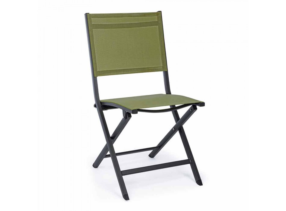 Folding Outdoor Chair in Textilene and Aluminum, 4 Pieces - Holly Viadurini