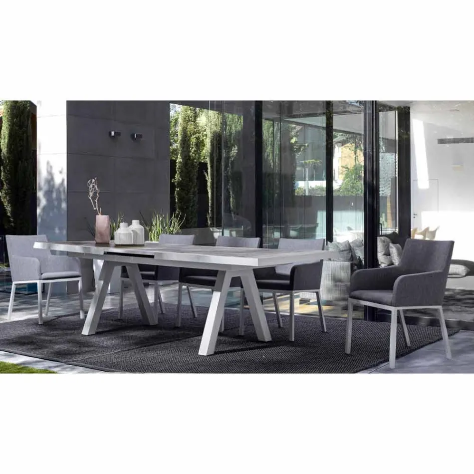 Outdoor Chair Upholstered in Fabric with Aluminum Legs, 4 Pieces - Nia Viadurini