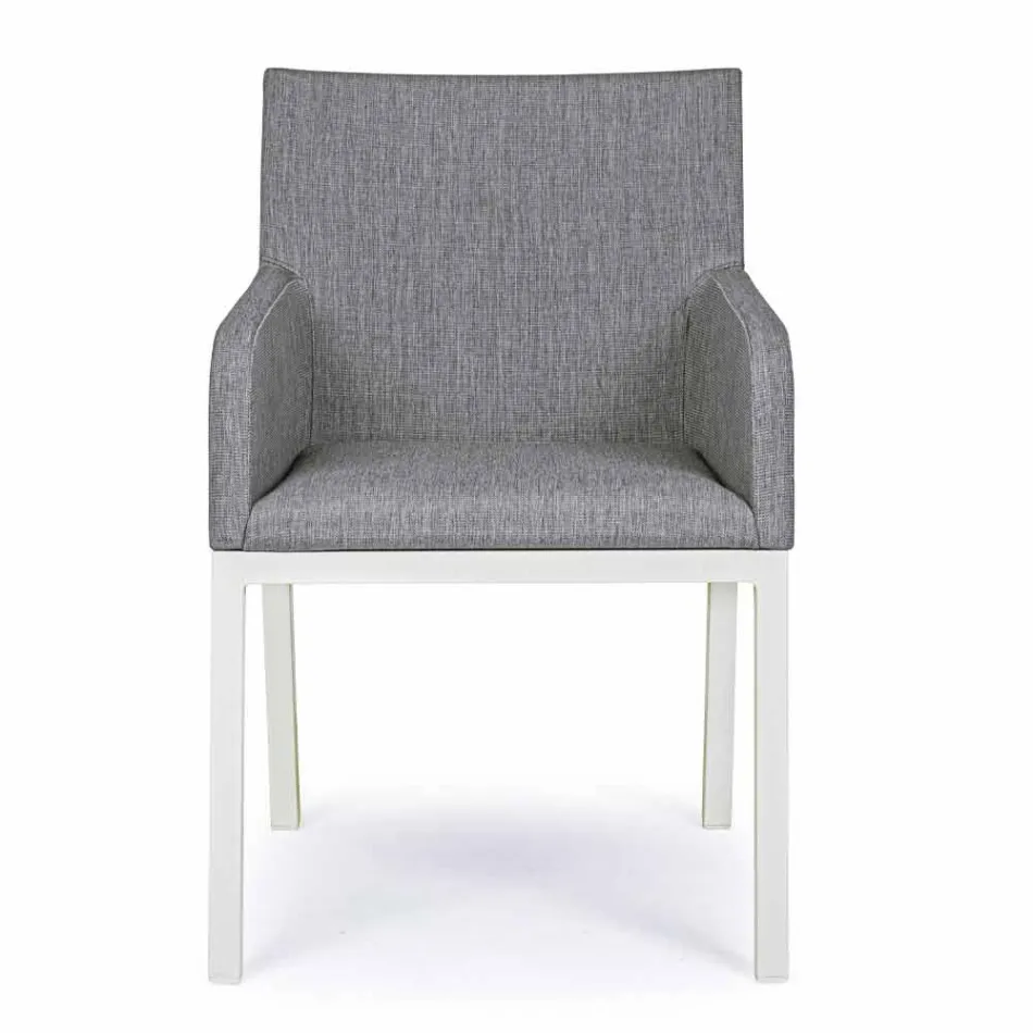 Outdoor Chair Upholstered in Fabric with Aluminum Legs, 4 Pieces - Nia Viadurini