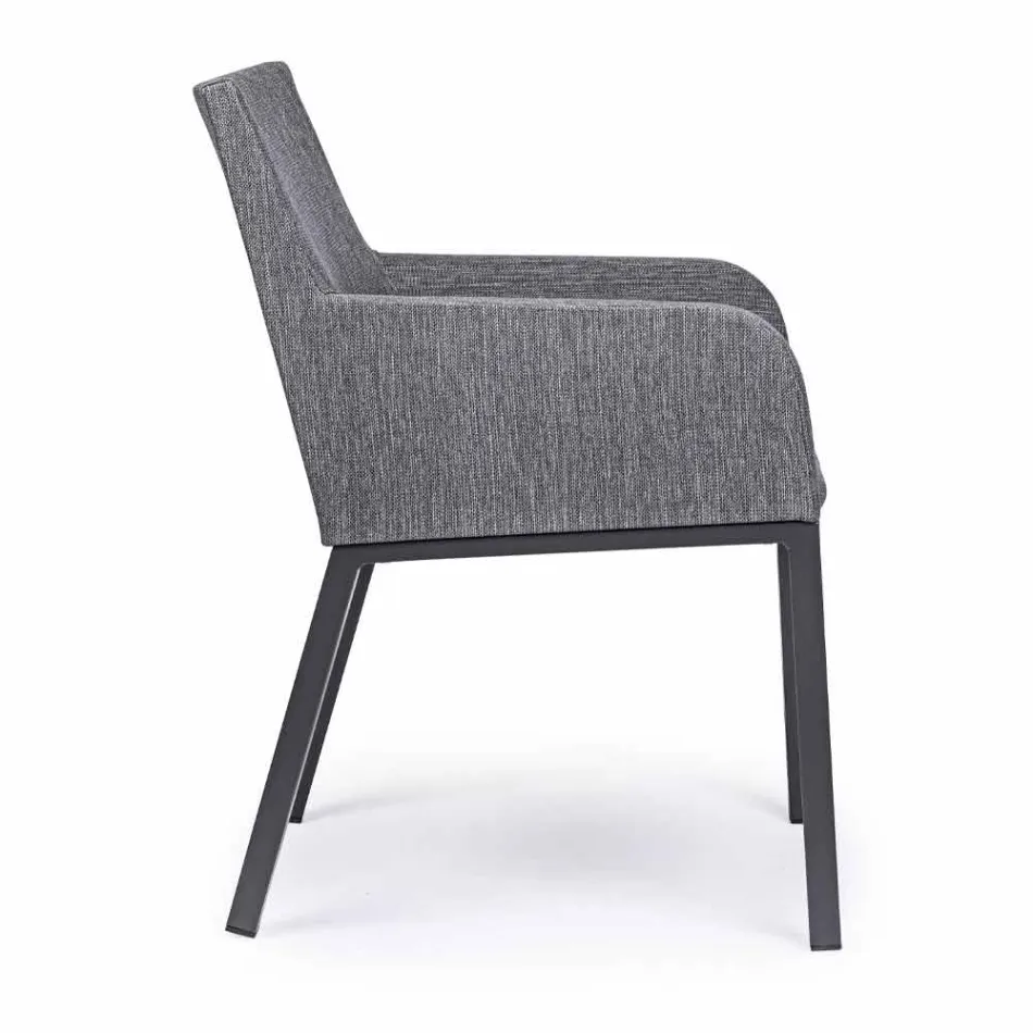 Outdoor Chair Upholstered in Fabric with Aluminum Legs, 4 Pieces - Nia Viadurini