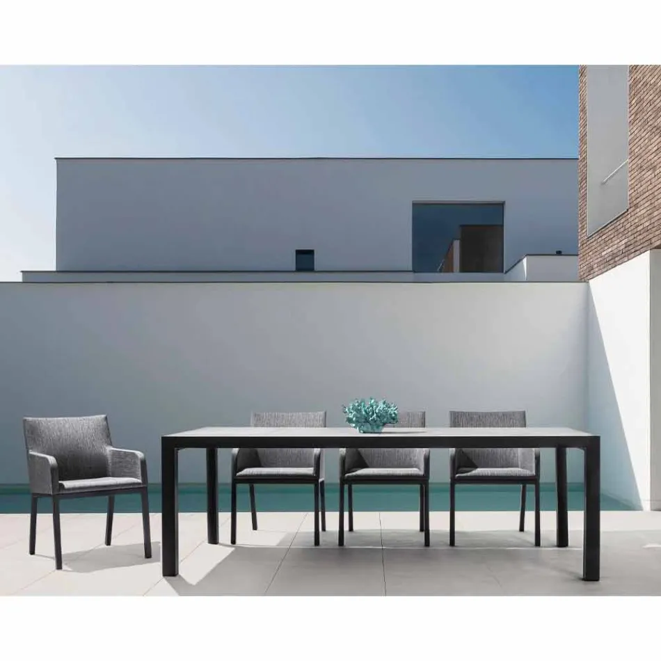Outdoor Chair Upholstered in Fabric with Aluminum Legs, 4 Pieces - Nia Viadurini