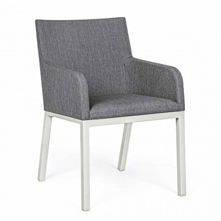 Outdoor Chair Upholstered in Fabric with Aluminum Legs, 4 Pieces - Nia Viadurini