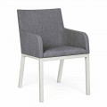 Outdoor Chair Upholstered in Fabric with Aluminum Legs, 4 Pieces - Nia
