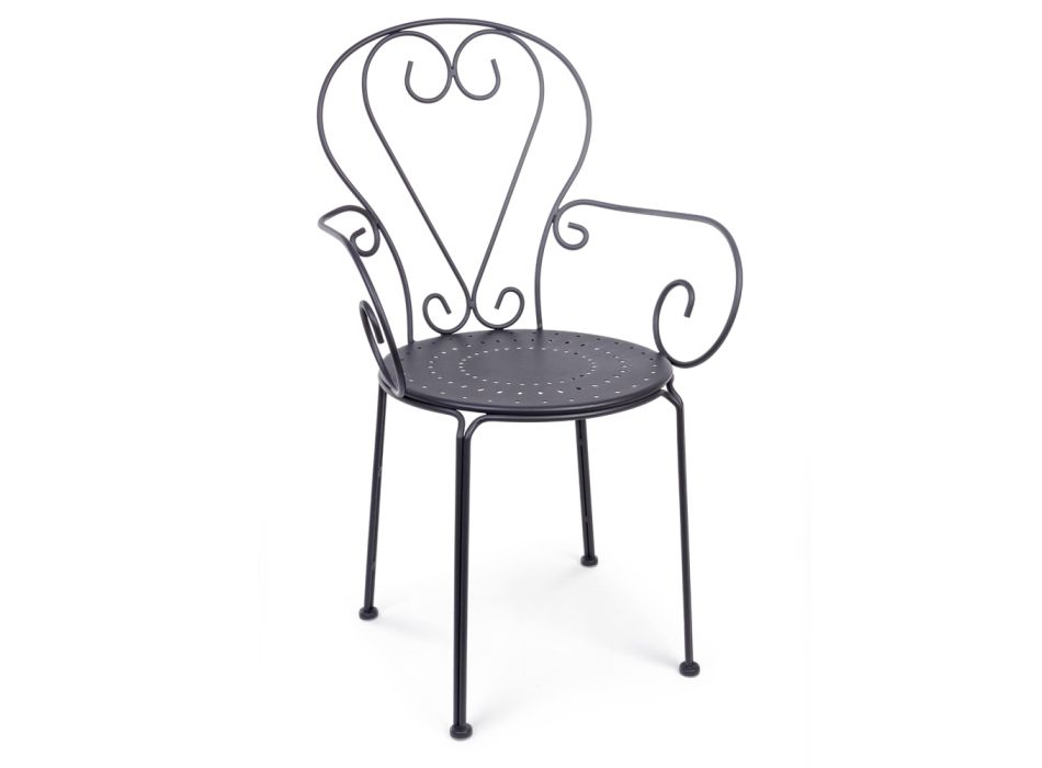 Garden Chair with Armrests Shabby Chic Design in Steel - Enchantment Viadurini