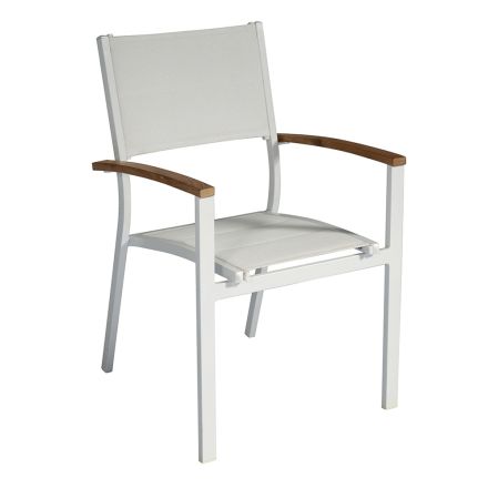 Stackable Garden Chair in White Aluminum with Armrests - Lyonel Viadurini