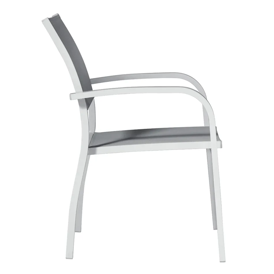 Stackable Garden Chair in Aluminum with Design Armrests - Gontran Viadurini
