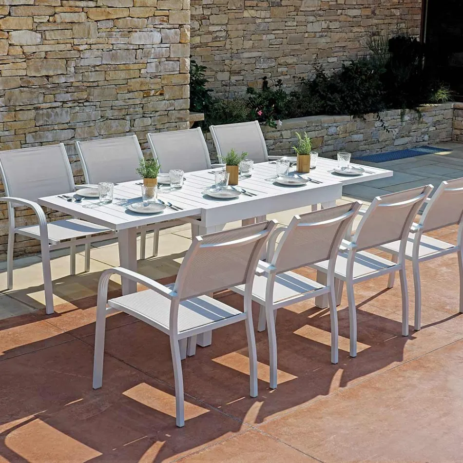 Stackable Garden Chair in Aluminum with Design Armrests - Gontran Viadurini