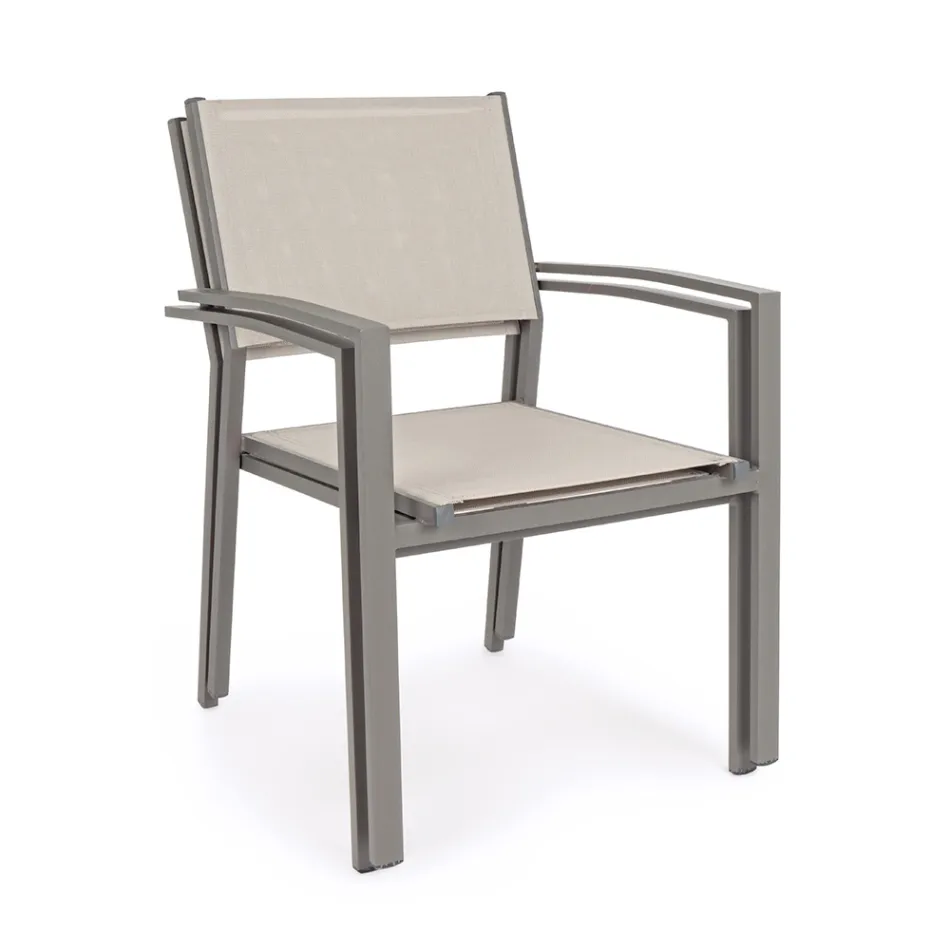 Stackable Garden Chair in Aluminum and Textilene Modern Design - Franz Viadurini