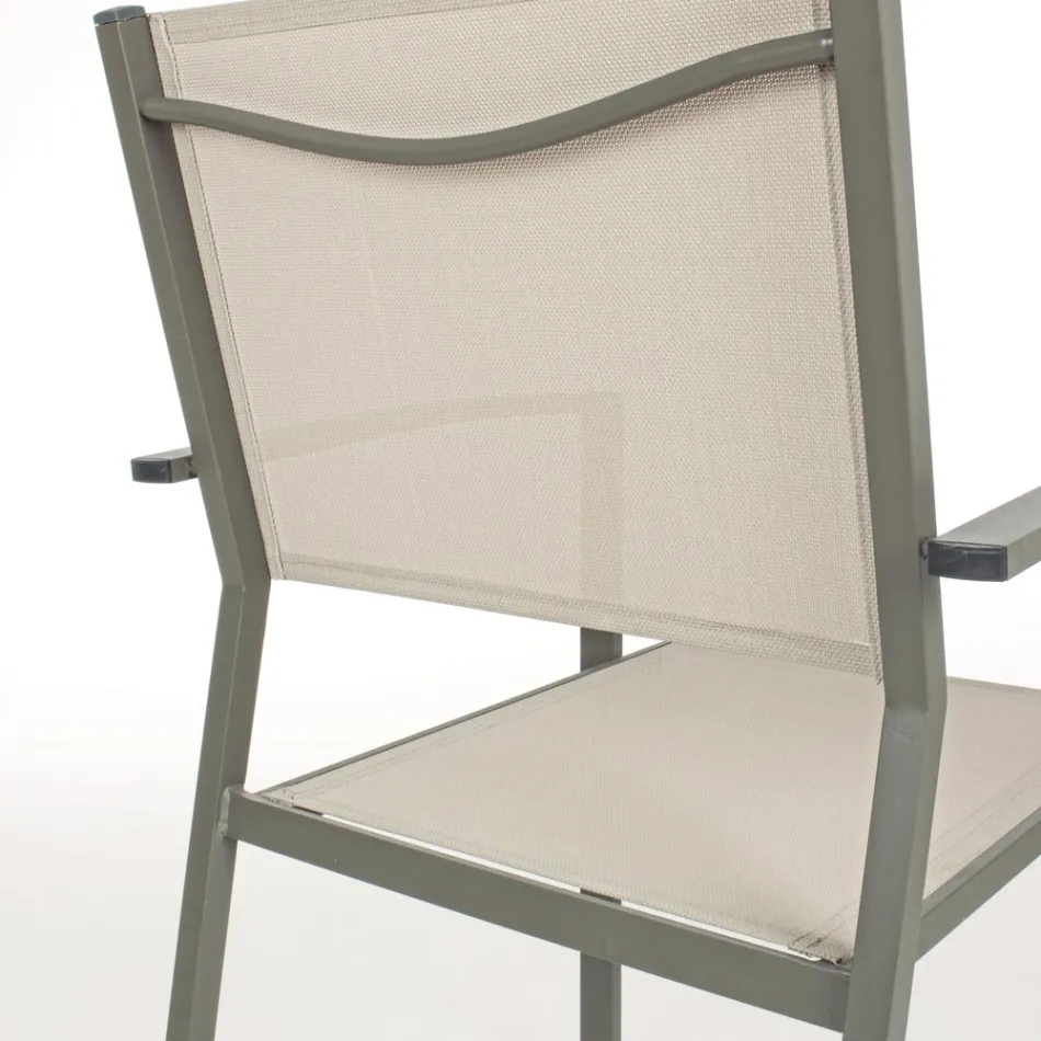 Stackable Garden Chair in Aluminum and Textilene Modern Design - Franz Viadurini