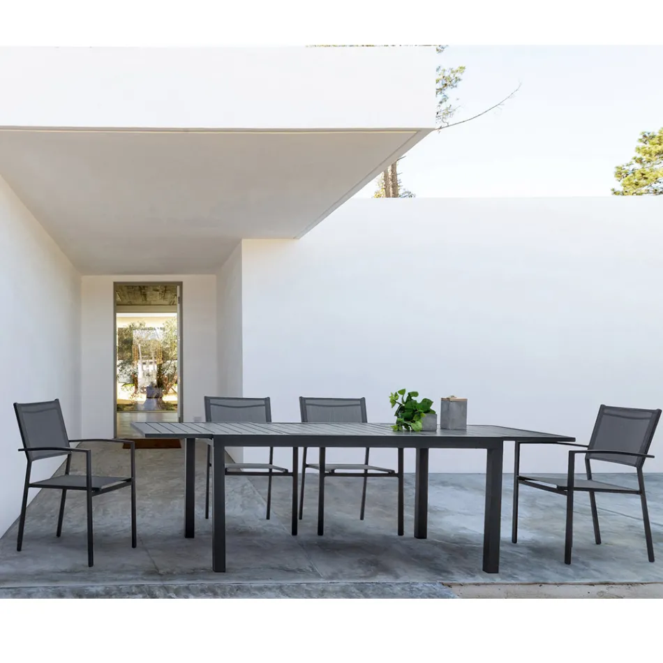 Stackable Garden Chair in Aluminum and Textilene Modern Design - Franz Viadurini