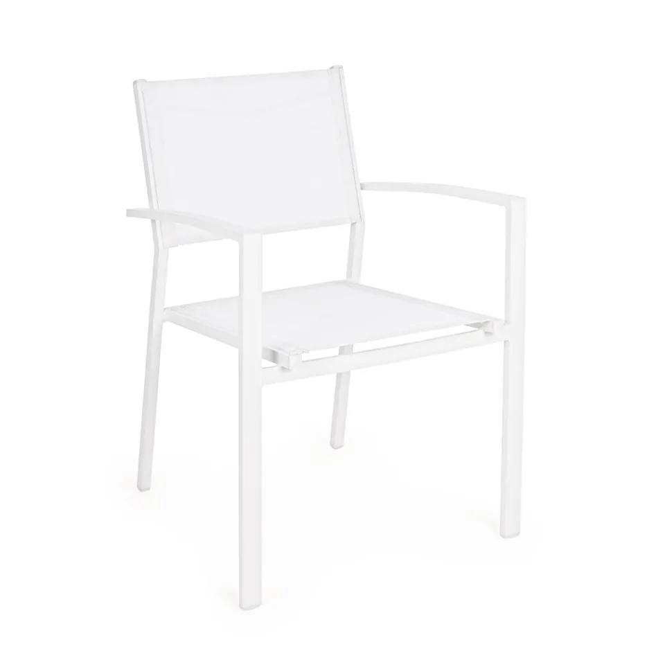 Stackable Garden Chair in Aluminum and Textilene Modern Design - Franz Viadurini