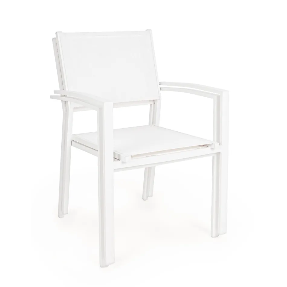 Stackable Garden Chair in Aluminum and Textilene Modern Design - Franz Viadurini