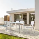Stackable Garden Chair in Aluminum and Textilene Modern Design - Franz Viadurini