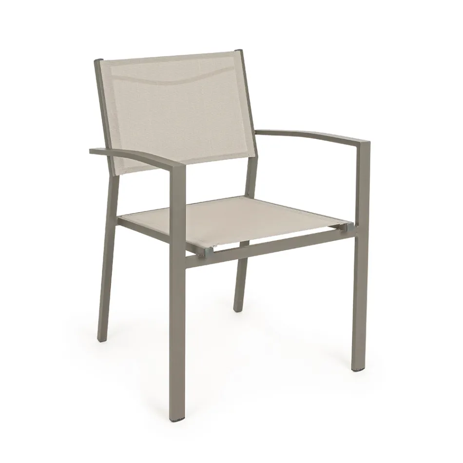 Stackable Garden Chair in Aluminum and Textilene Modern Design - Franz Viadurini