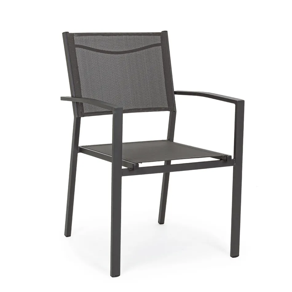 Stackable Garden Chair in Aluminum and Textilene Modern Design - Franz Viadurini