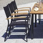 Stackable Garden Chair in Anthracite Gray Aluminum and Teak - Aidan Viadurini