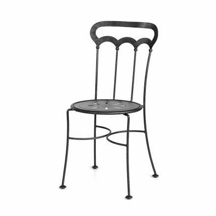 Stackable Garden Chair in Graphite Iron Made in Italy, 2 Pieces - Catrina Viadurini