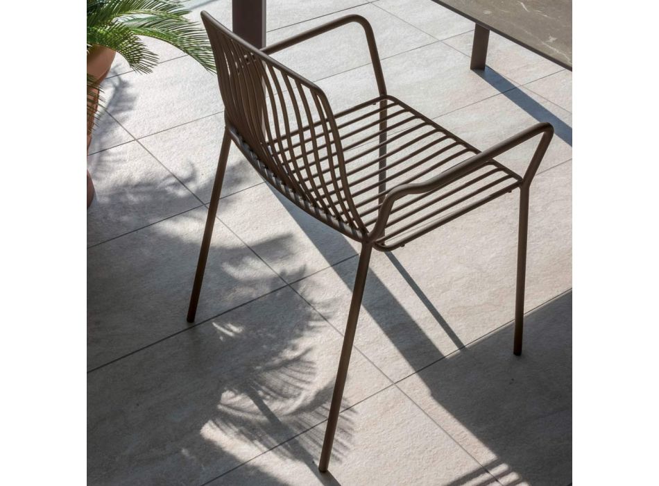 Stackable Garden Chair in Metal Made in Italy 2 Pieces - Giuliana Viadurini