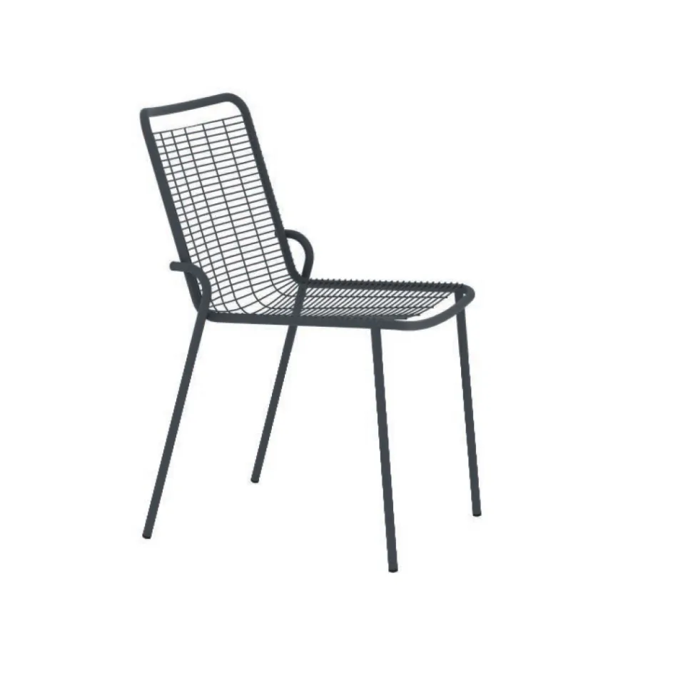 Stackable Garden Chair in Galvanized Metal Made in Italy 4 Pieces - Vikas Viadurini