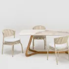 Garden Chair in Aluminum and Rope Weaving - Algedi Viadurini