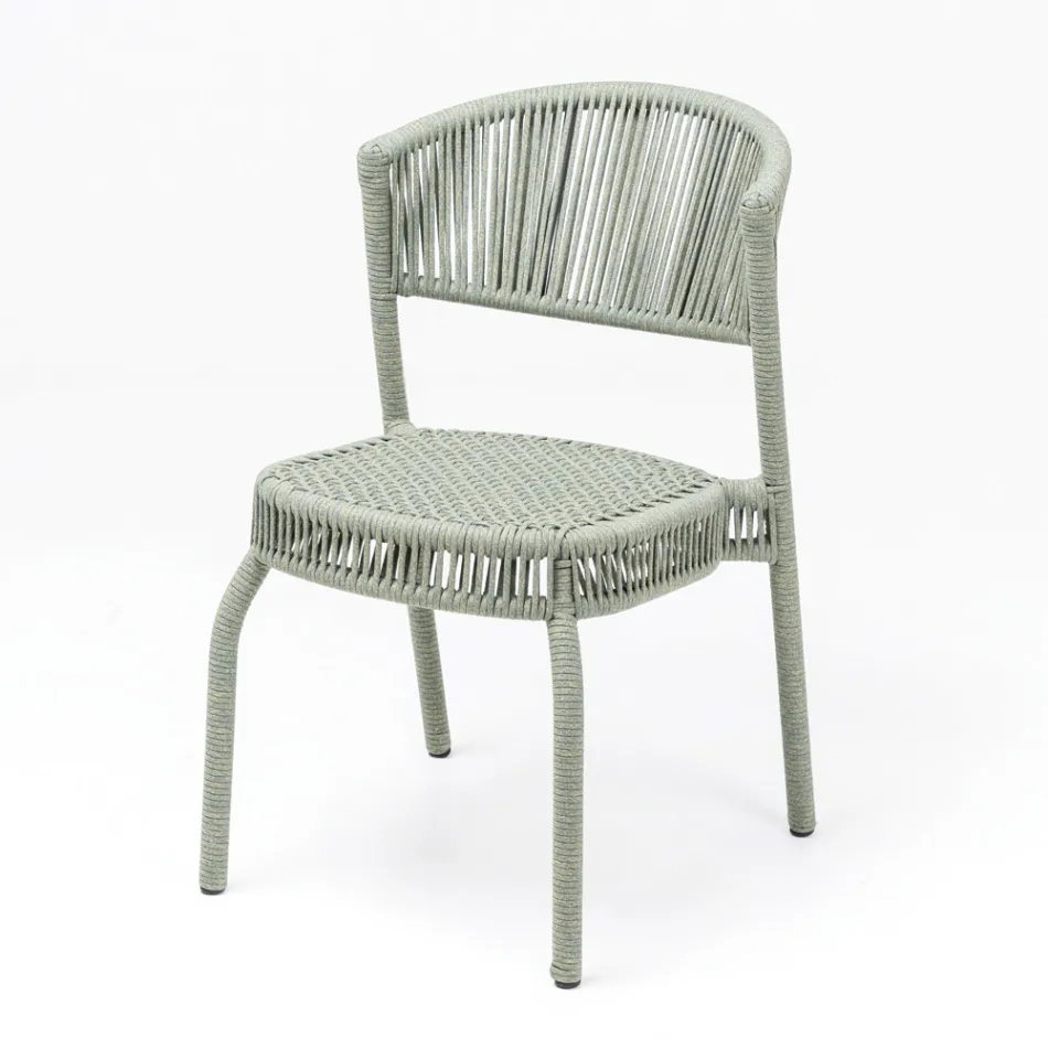 Garden Chair in Aluminum and Rope Weaving - Algedi Viadurini