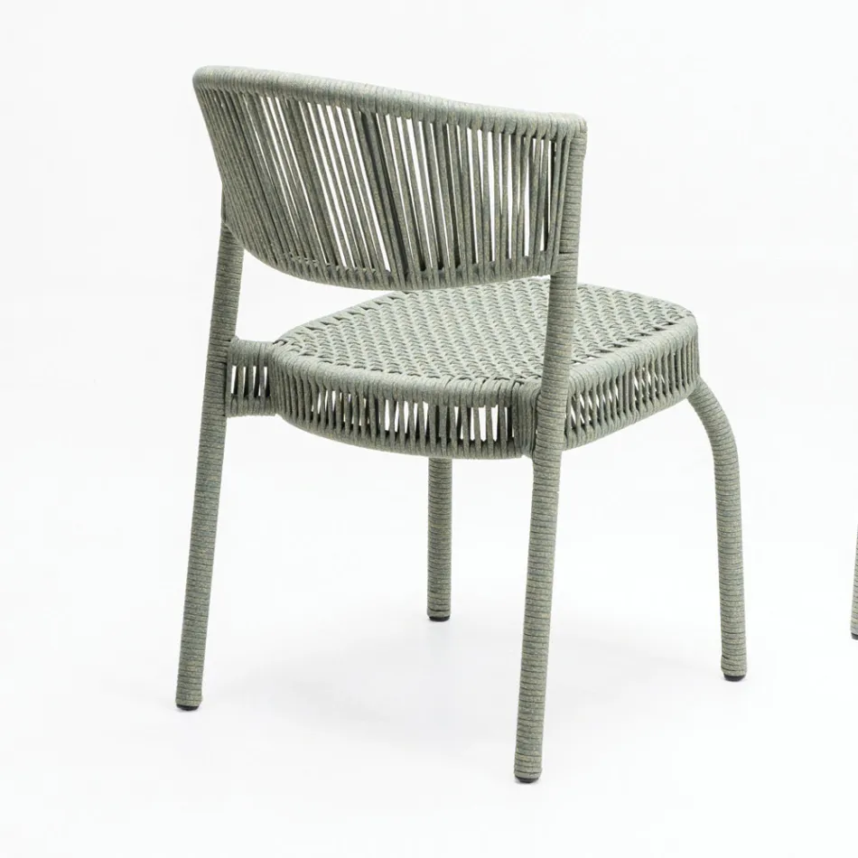 Garden Chair in Aluminum and Rope Weaving - Algedi Viadurini