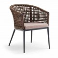 Garden Chair in Rope and Aluminum with Fabric Cushions, 2 Pieces - Caracas
