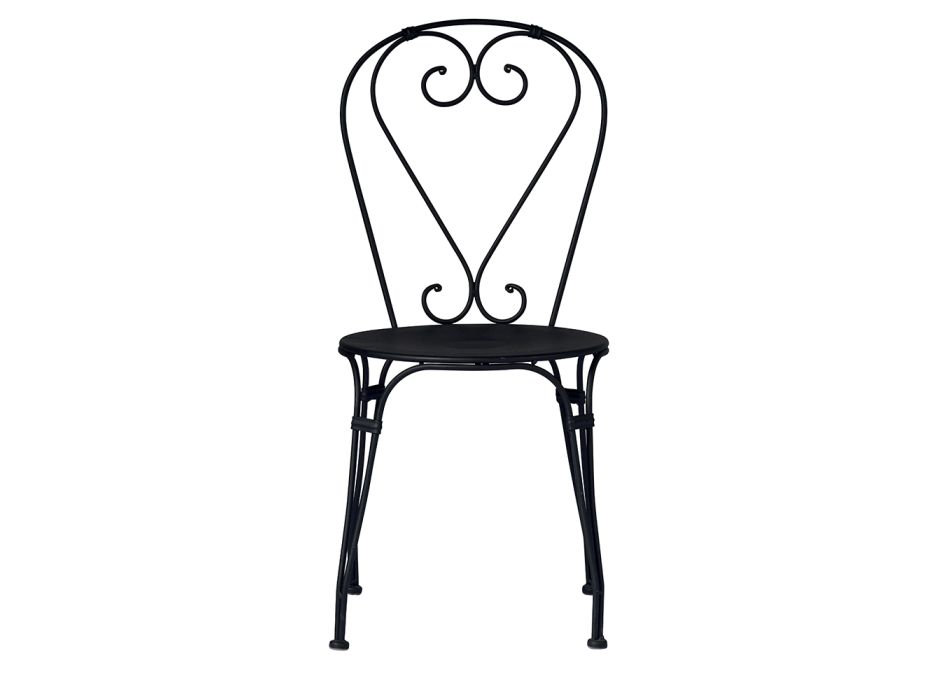 Garden Chair in Black Painted Iron with Stackable Structure - Nacim Viadurini