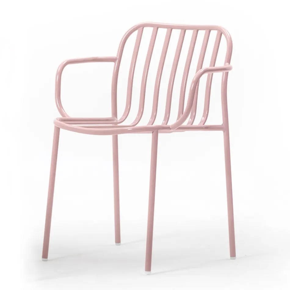 Metal Garden Chair with Armrests Made in Italy 2 Pieces - Simply Viadurini