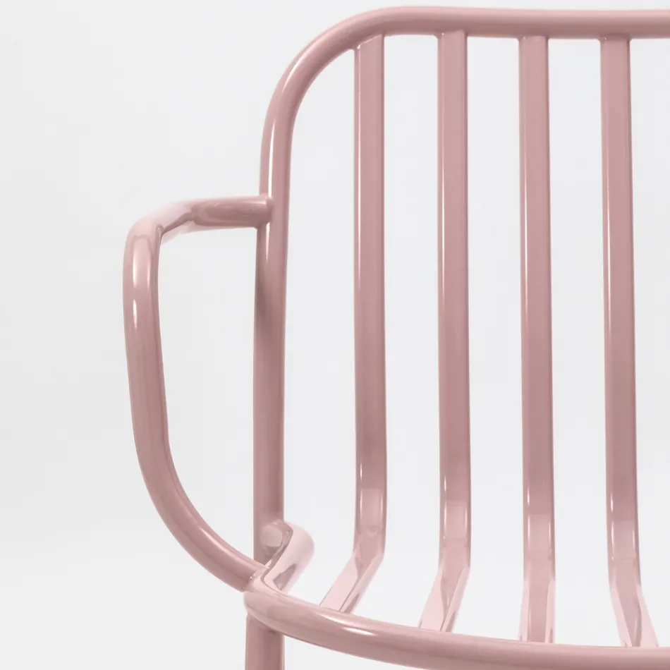 Metal Garden Chair with Armrests Made in Italy 2 Pieces - Simply Viadurini