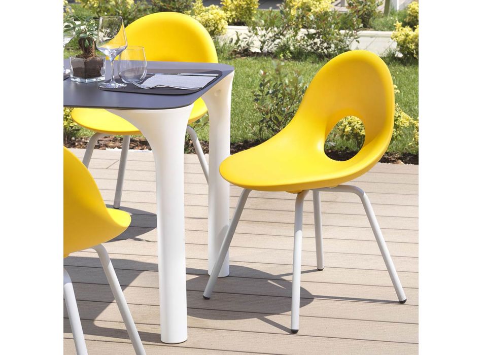Garden Chair in Polyethylene and Aluminum Base Made in Italy - Ashley Viadurini