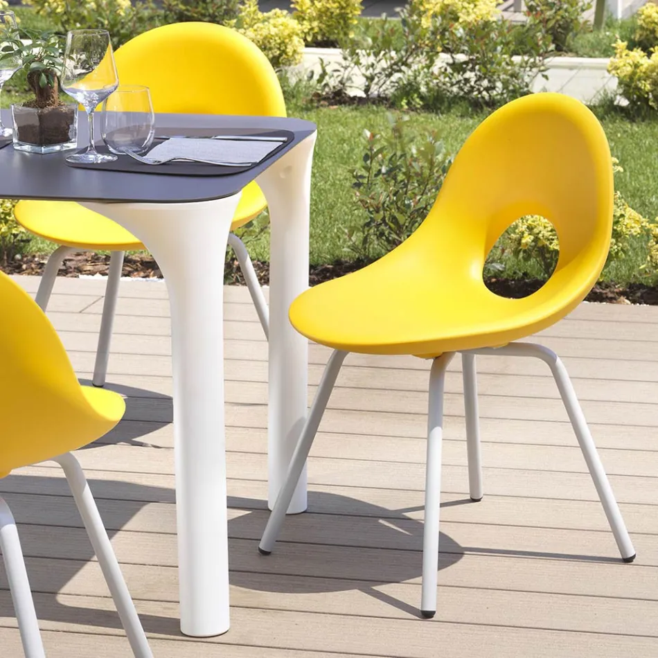 Garden Chair in Polyethylene and Aluminum Base Made in Italy - Ashley Viadurini